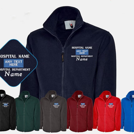 Personalised Embroidered Medical Fleece Jacket, Hospital/Department CUSTOM TEXT Logo Monogramed Jacket, Healthcare Staff Nurses Doctors Top