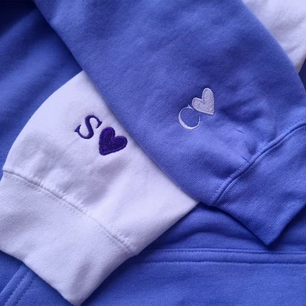 Personalised Anniversary Matching Hoodie, Custom Roman Numeral Embroidered Hoody for Couple, Initial Matching Wifey Pullover, Boyfriend Gift