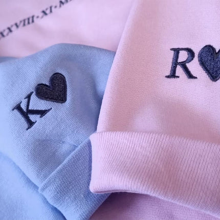 Personalised Anniversary Matching Hoodie, Custom Roman Numeral Embroidered Hoody for Couple, Initial Matching Wifey Pullover, Boyfriend Gift