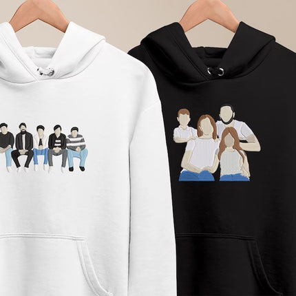 Embroidered By Photo Family Sketch Matching Hoody, Personalised One Year Anniversary Mrs Sweatshirt, Pet Portrait GF BF Memorial Date Gifts