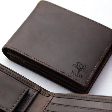 Custom Mens Leather Engraved Wallet, Personalised Name & Text Handwriting Wallet