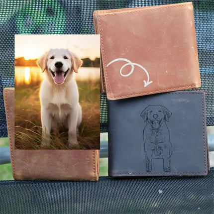 Custom Photo Leather Wallet for Mens, Personalised Photo Engraving Leather Wallet