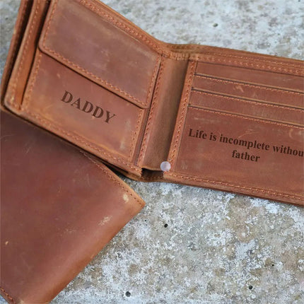 Custom Photo Leather Wallet for Mens, Personalised Photo Engraving Leather Wallet