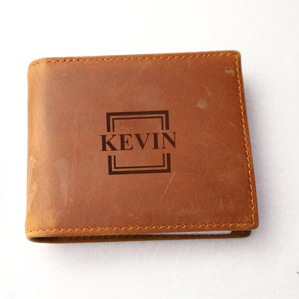 Personalised Engraved Leather Wallet, Custom Photo Portrait Wallet, Mens Wallet