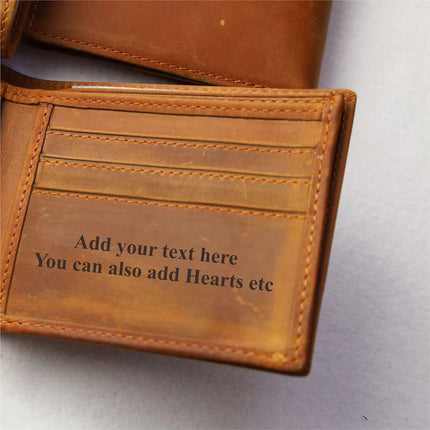Personalised Engraved Leather Wallet, Custom Photo Portrait Wallet, Mens Wallet