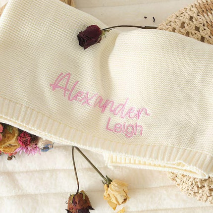 Custom Baby Name Blanket, Embroidered New Born Baby Blanket, Baby Shower Gift