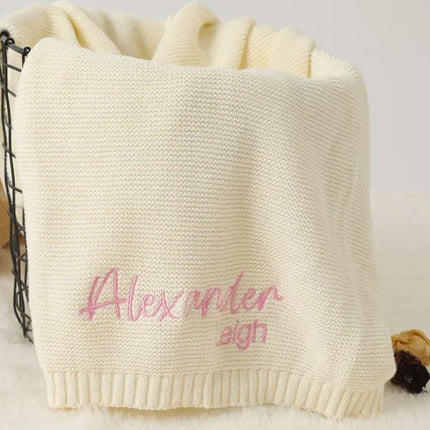 Custom Baby Name Blanket, Embroidered New Born Baby Blanket, Baby Shower Gift