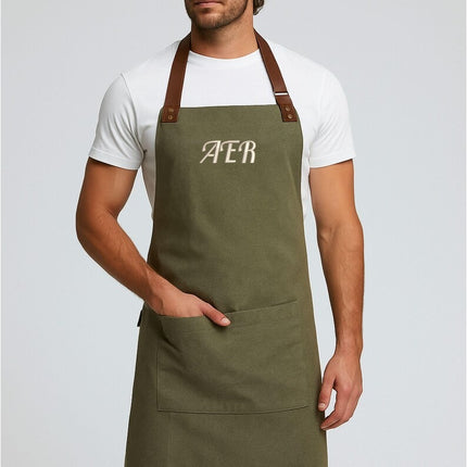 Custom Embroidered Monogram Apron for Women & Men, Personalised Initial Cooking Apron, Kitchen Gift for Chef, BBQ Chef Apron, Baking Present
