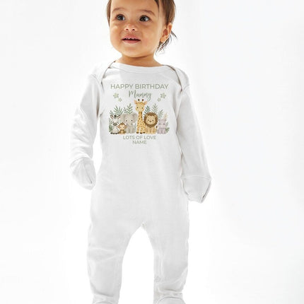 Happy Birthday Mummy Safari Baby Outfit – Personalized 1st Birthday Printed Bodysuit