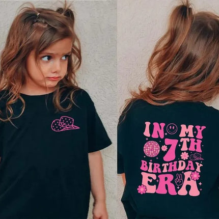 In My Birthday Era Personalised Age T-Shirt, 7th Birthday Shirt, Birthday Girl Tops