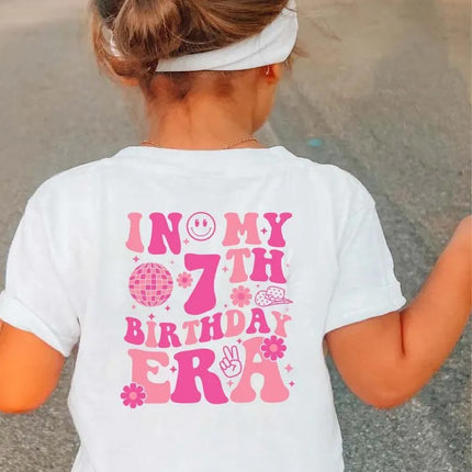 In My Birthday Era Personalised Age T-Shirt, 7th Birthday Shirt, Birthday Girl Tops