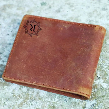 Custom Leather Wallet for Mens, Personalised Leather Engraved Monogram Wallet