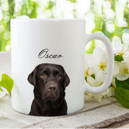 Custom Pet Portrait Photo Mug, Dog Photo and Name Printed Coffee Mug