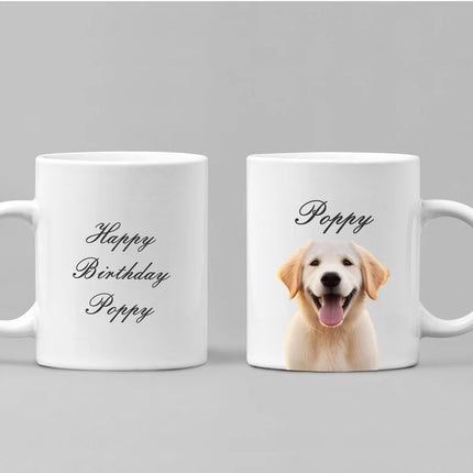 Custom Pet Portrait Photo Mug, Dog Photo and Name Printed Coffee Mug