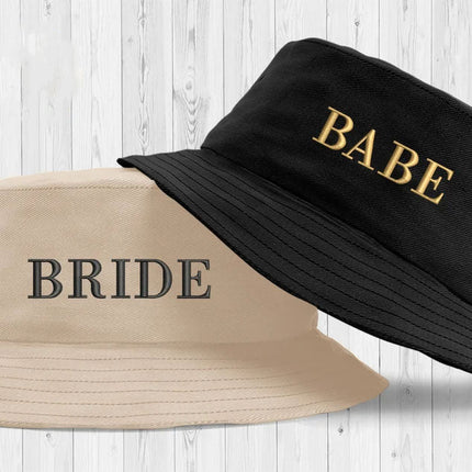 Custom Bride Bucket Hat, Embroidered Bride Beach Hat, Babe Wifey Bucket Hat, Bachelorette Bridal Shower Party Wedding Present Honeymoon Cap