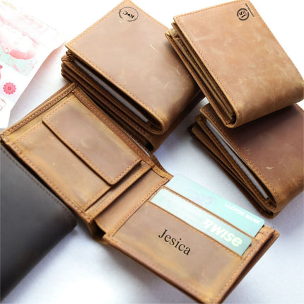 Personalised Portrait Leather Dad Wallet, Gift for Dad, Handwriting Engraved Wallet