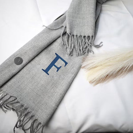 Personalised Embroidered Woven Scarves, Custom Name Scarf Gift for Husband, Comfy Winter Oversized Unisex Scarves, Anniversary Gifts for Him