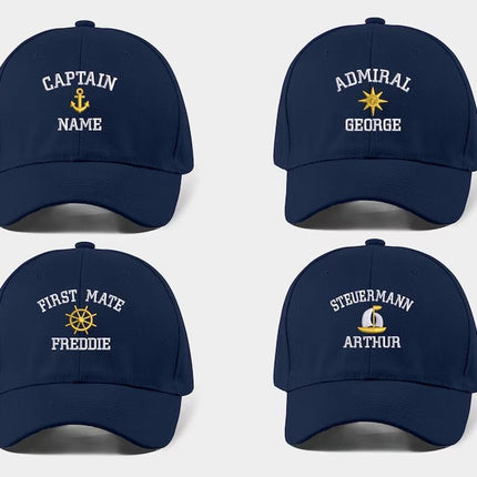 Custom Name Embroidered Captain Hats, Personalised Captain Monograms Cap with Text, Skipper Custom Baseball Cap, Sailing Boat Anchor Hats