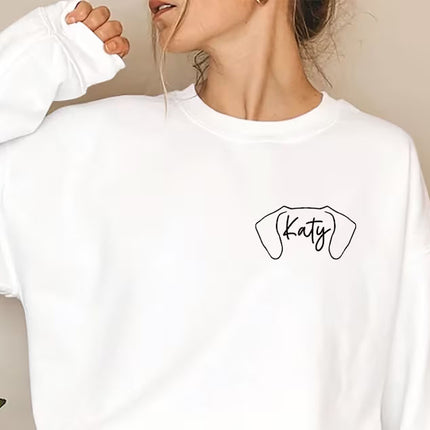 Dog Ears Personalised Outline Hoodie, Custom Pet Sketch Printed Matching Sweatshirt, Pet Remembrance Gift Dog Owner Jumper, CraftsbyYasmin