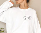 Dog Ears Personalised Outline Hoodie, Custom Pet Sketch Printed Matching Sweatshirt, Pet Remembrance Gift Dog Owner Jumper, CraftsbyYasmin