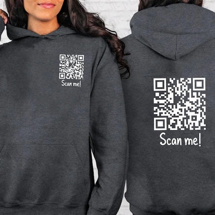 Custom QR Code Hoodie – Personalised Hidden Message Hoodies, Funny & Sarcastic QR Code Design Jumpers, Unisex Hoodies, Gifts for Him and Her