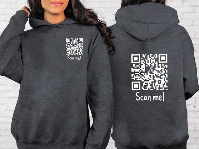 Custom QR Code Hoodie – Personalised Hidden Message Hoodies, Funny & Sarcastic QR Code Design Jumpers, Unisex Hoodies, Gifts for Him and Her