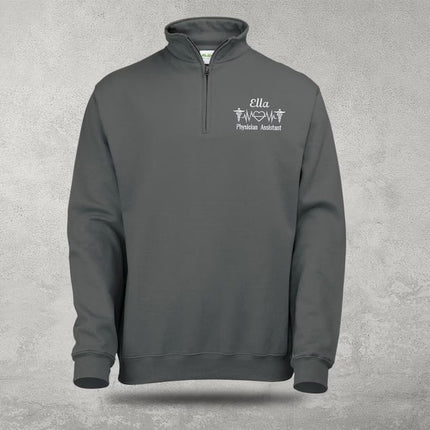 Personalised Nurse Zip Sweatshirt, Custom Medial Logo Embroidered Physician Assistant Nurse Quarter Zip Jacket, Healthcare Doctor Nurse Gift