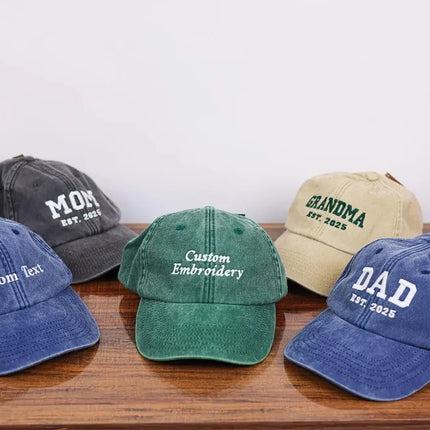 Personalised Embroidered Hat, Custom Date Mom & Dad Baseball Hat, Vintage Hat