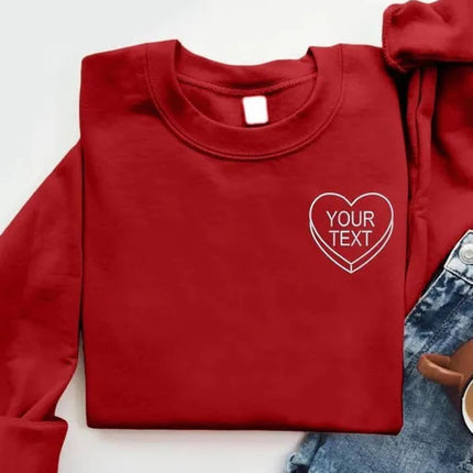 Custom Candy Heart Embroidered Jumper, Valentines Day Couple Matching Sweatshirt, Personalised Name/Text Sweatshirt, Valentines Gift for Her