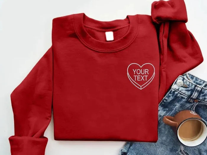 Custom Candy Heart Embroidered Jumper, Valentines Day Couple Matching Sweatshirt, Personalised Name/Text Sweatshirt, Valentines Gift for Her