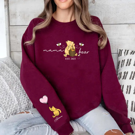 Personalised Mama Bear Sweatshirt with Kids Names, Custom Mama Printed Crewneck