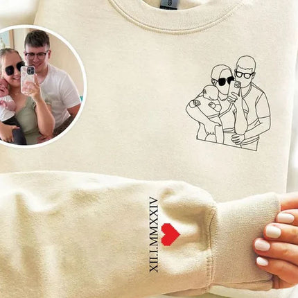 Personalised Portrait Photo Sweater, Outline Sketch from Picture Valentine Sweatshirt