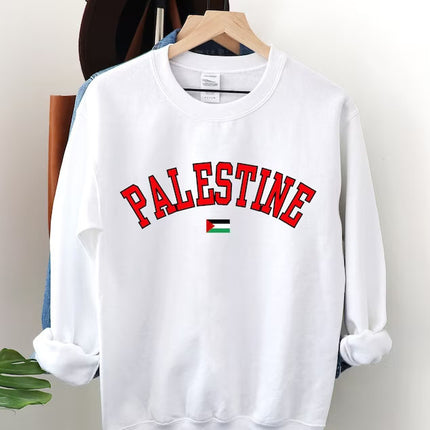 Palestine Crewneck Sweatshirt, Palestine Flag Printed Sweater, Support Palestine Freedom Gaza Protest Top, Palestinian Shirt, Comfy Jumper
