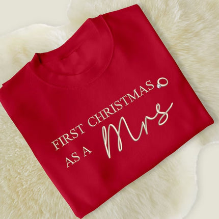 First Christmas Married Sweater, Our First Xmas Embroidered Mr and Mrs Jumper, Hen Do Wedding Party Mrs Outfit, Xmas Eve Gift Idea for Wifey