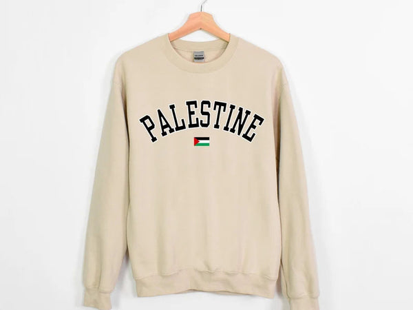 Palestine Sweater, Palestine Flag Printed Crewneck Sweatshirt, Support Palestine Freedom Gaza Protest Top, Palestinian Shirt, Comfy Jumper