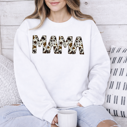 MAMA Sweatshirt, Buffalo Plaid Cow Print Word Mama Design Crewneck Jumper, Comfort Colors Women Sweatshirt, Mothers Day Gift,