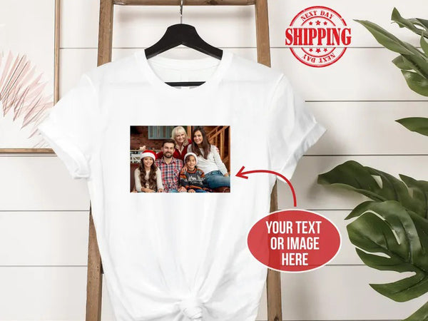 Custom Family Photo Printed T-Shirt, Personalised Text/Photo Matching Shirts, Add Your Designs Here Adults Tops, Customised Logo Print Shirt