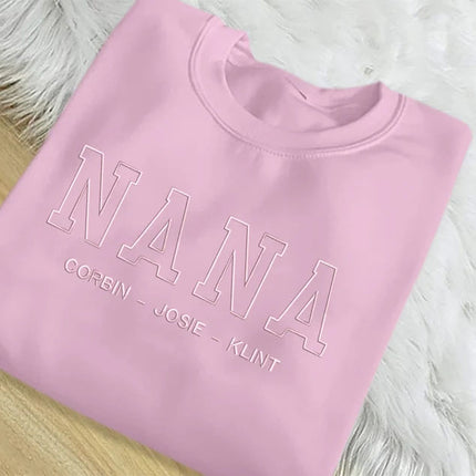 Embroidered Nana Sweatshirt, Custom Kids Name Matching Sweater, Personalised Name Crewneck Jumper, Grandma Sweatshirt, Nana Birthday Gifts