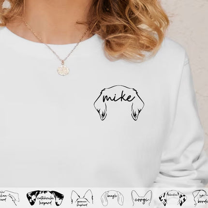 Dog Ears Personalised Outline Hoodie, Custom Pet Sketch Printed Matching Sweatshirt, Pet Remembrance Gift Dog Owner Jumper, CraftsbyYasmin