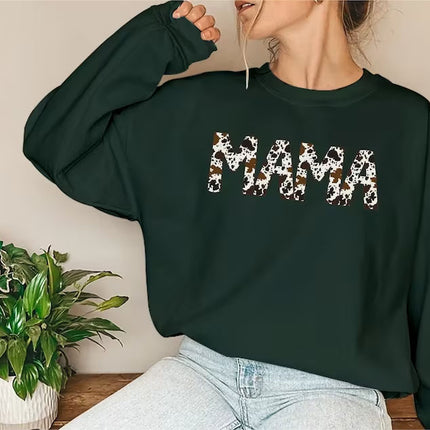 MAMA Sweatshirt, Buffalo Plaid Cow Print Word Mama Design Crewneck Jumper, Comfort Colors Women Sweatshirt, Mothers Day Gift,