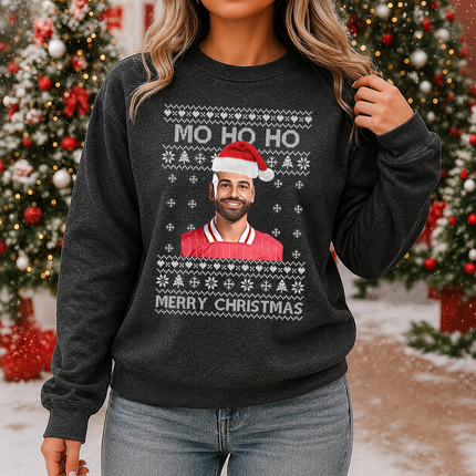 Mo Ho Ho Merry Christmas Sweatshirt, Mo Salah Red Ugly Christmas Jumper