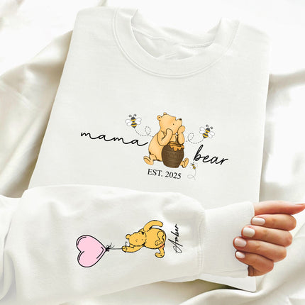 Personalised Mama Bear Sweatshirt with Kids Names, Custom Mama Printed Crewneck