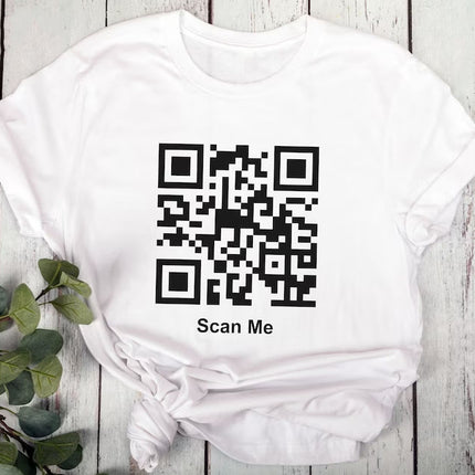 Custom QR Code Scan T-Shirt, Your Text And URL Link Printed Graphic Tees, Comfort Colors Unisex Top, Social Media QR Code Marketing Shirt