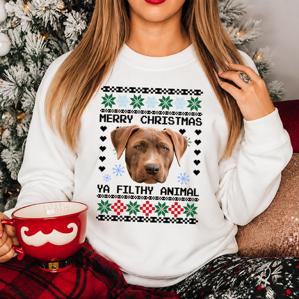 Personalised Photo Christmas Ugly Sweatshirt, Custom Dog Photo Xmas Printed Sweater
