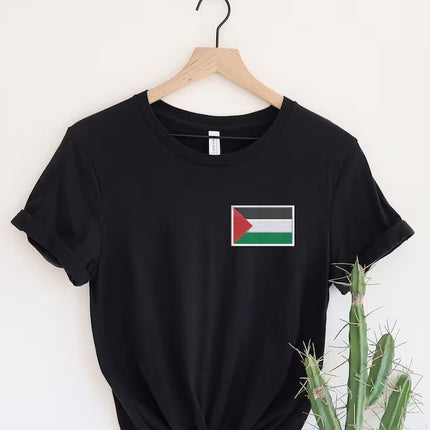 Palestine Flag Shirt, Embroidered Monogramed Flag Palestine Tshirt, Support Palestine Protest Adult Kids Tee, Save Gaza Free Palestine Top