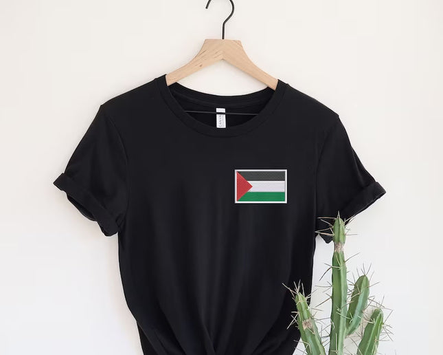 Palestine Flag Shirt, Embroidered Monogramed Flag Palestine Tshirt, Support Palestine Protest Adult Kids Tee, Save Gaza Free Palestine Top