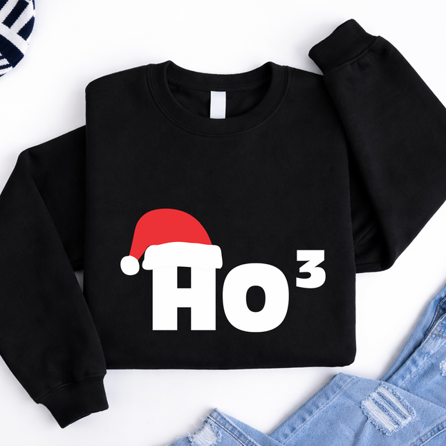 Christmas Santa Hat Printed Sweatshirt, Ho Ho Ho3 Crewneck Xmas Sweatshirt, Christmas Family Matching Jumper, Xmas Party Funny Ho3 Outfits