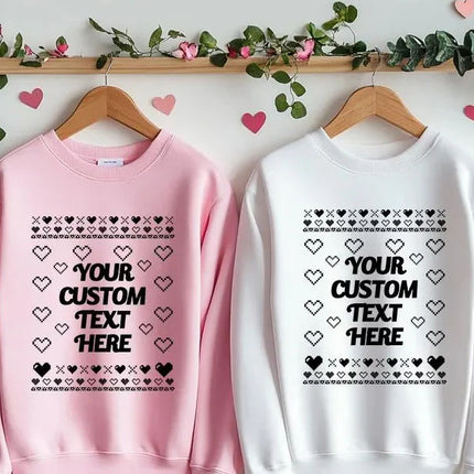Custom Name/Text Valentines Sweatshirt, Valentines Day Couple Ugly Sweaters, Personalised GF BF Matching Jumpers, Funny Valentines Day Gifts
