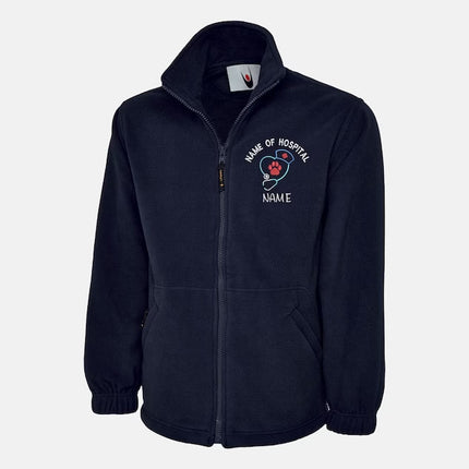 Custom Veterinary Doctors Nurse Fleece Jacket, Embroidered Name Hospital Medical Monogram Full Zip Jacket, Healthcare Worker Doctors Gifts