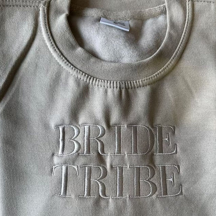Bride Tribe Embroidered Sweater, Personalised Wife Jumper, Maid of Honour Team Bride Wedding Hen Party Couple Matching Gift idea Sweatshirt